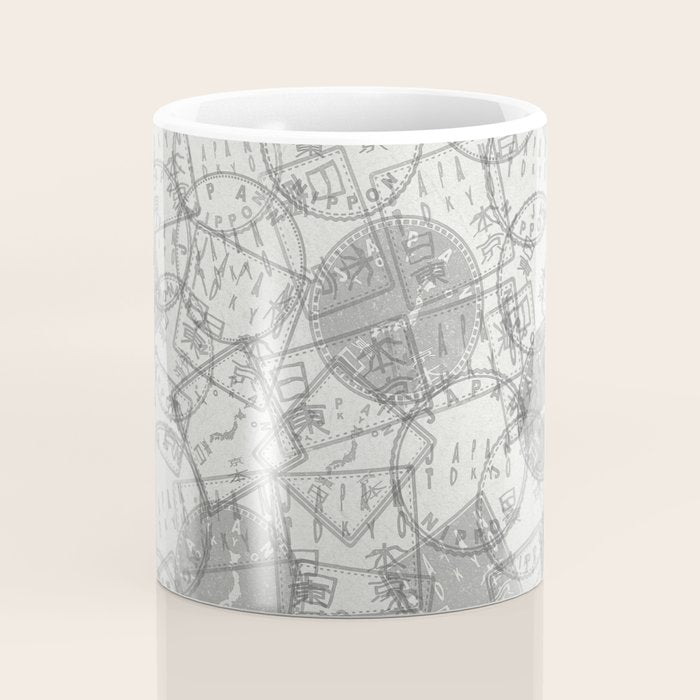 Vintage Tokyo Japan Postmark Pattern Coffee Mug Gallery Image 4