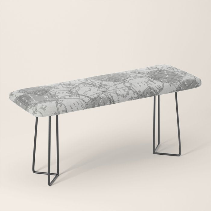 Vintage Tokyo Japan Postmark Pattern Bench Gallery Image 1