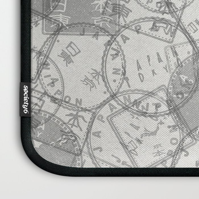 Vintage Tokyo Japan Postmark Pattern Laptop Sleeve Gallery Image 3