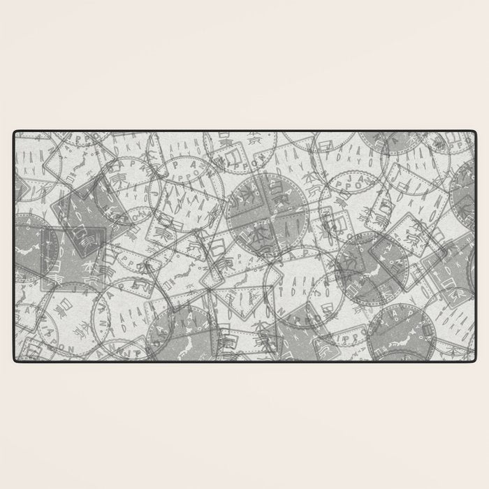 Vintage Tokyo Japan Postmark Pattern Desk Mat Gallery Image 3