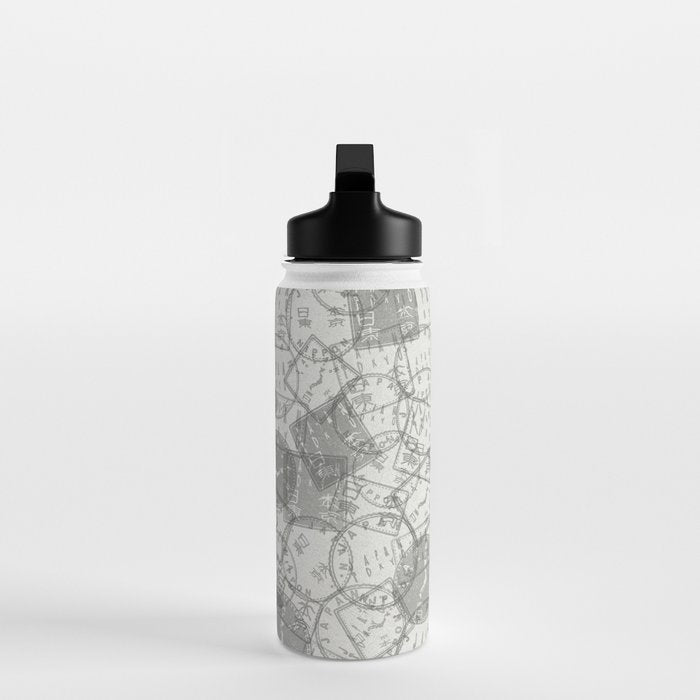 Vintage Tokyo Japan Postmark Pattern Water Bottle Gallery Image 3