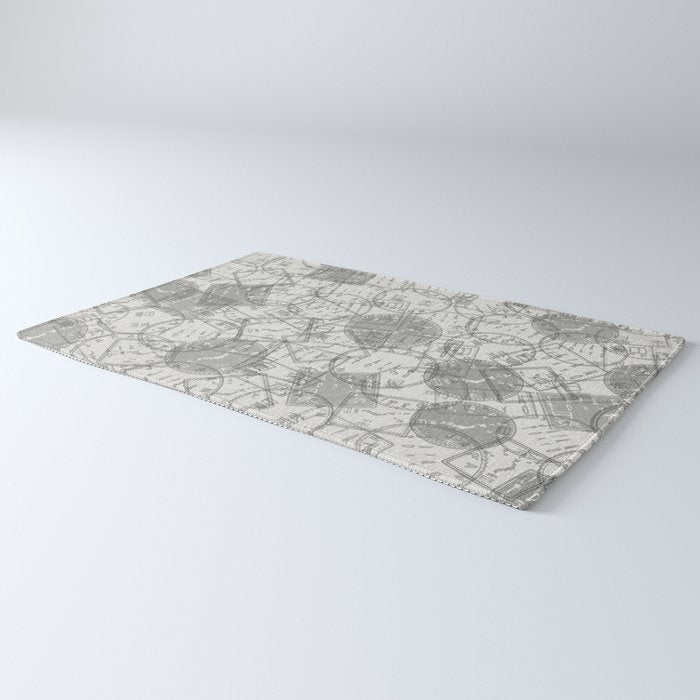 Vintage Tokyo Japan Postmark Pattern Rug Gallery Image 3