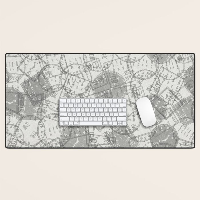 Vintage Tokyo Japan Postmark Pattern Desk Mat Gallery Image 1