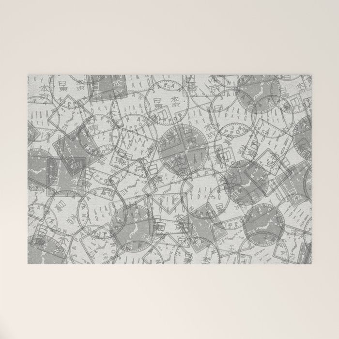 Vintage Tokyo Japan Postmark Pattern Welcome Mat Gallery Image 1