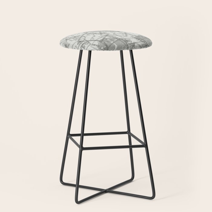 Vintage Tokyo Japan Postmark Pattern Stool Gallery Image 1