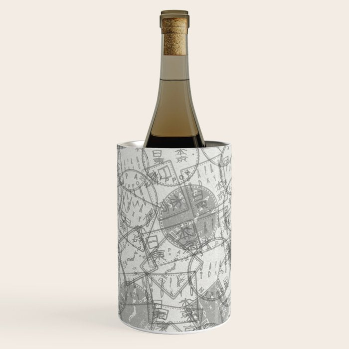 Vintage Tokyo Japan Postmark Pattern Wine Chiller Gallery Image 1