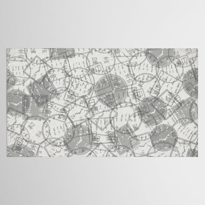 Vintage Tokyo Japan Postmark Pattern Tablecloth Gallery Image 2