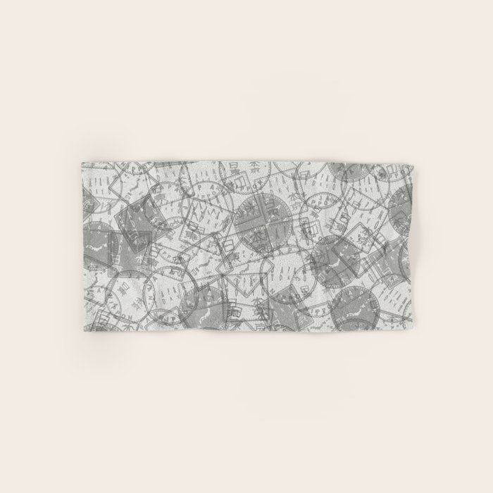 Vintage Tokyo Japan Postmark Pattern Bath Towel Gallery Image 1