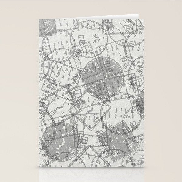 Vintage Tokyo Japan Postmark Pattern Stationery Card Gallery Image 1