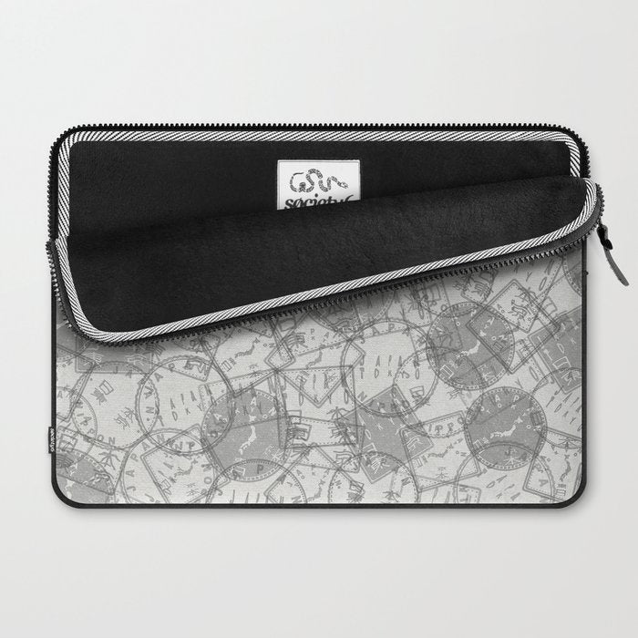 Vintage Tokyo Japan Postmark Pattern Laptop Sleeve Gallery Image 2