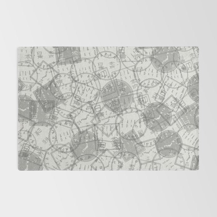 Vintage Tokyo Japan Postmark Pattern Rug Gallery Image 2