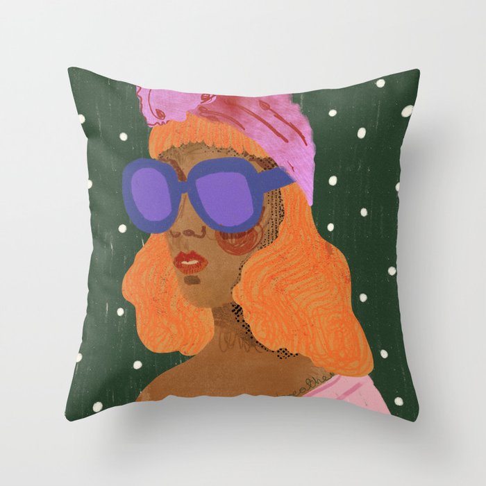 Girl Wearing Turban Throw Pillow Gallery Image 1