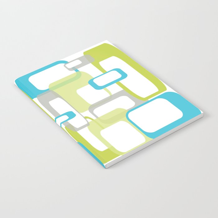 Mid-Century Modern Rectangle Design Blue Green and Gray Notebook Gallery Image 2