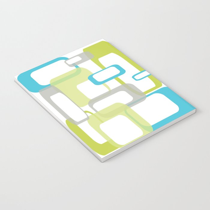 Mid-Century Modern Rectangle Design Blue Green and Gray Notebook Gallery Image 3