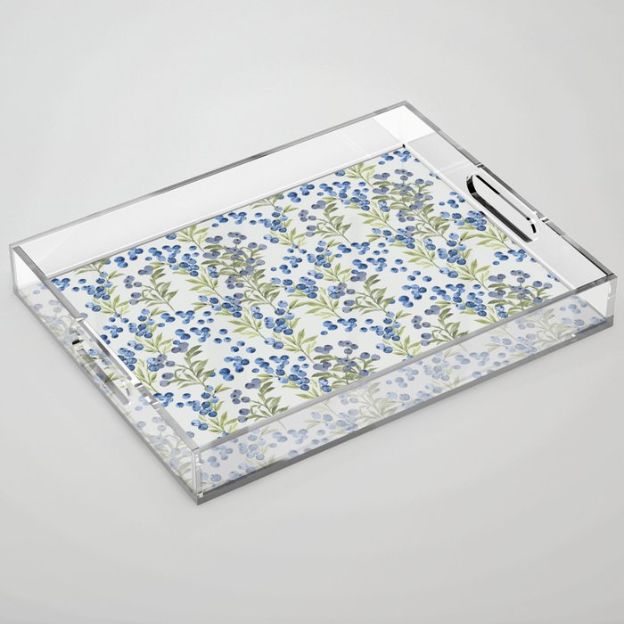 âWild Blueberryâ- Botanical Pattern (1) Acrylic Tray Gallery Image 1
