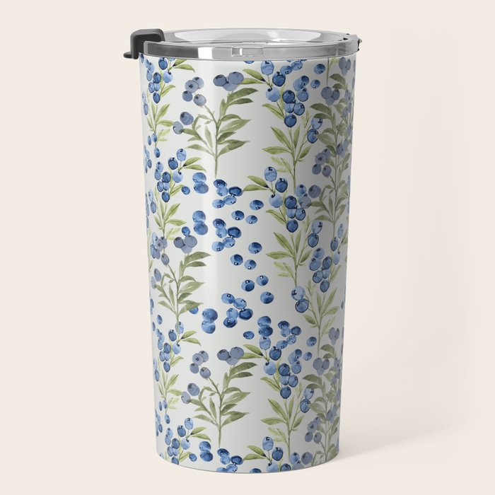 âWild Blueberryâ- Botanical Pattern (1) Travel Mug Gallery Image 3
