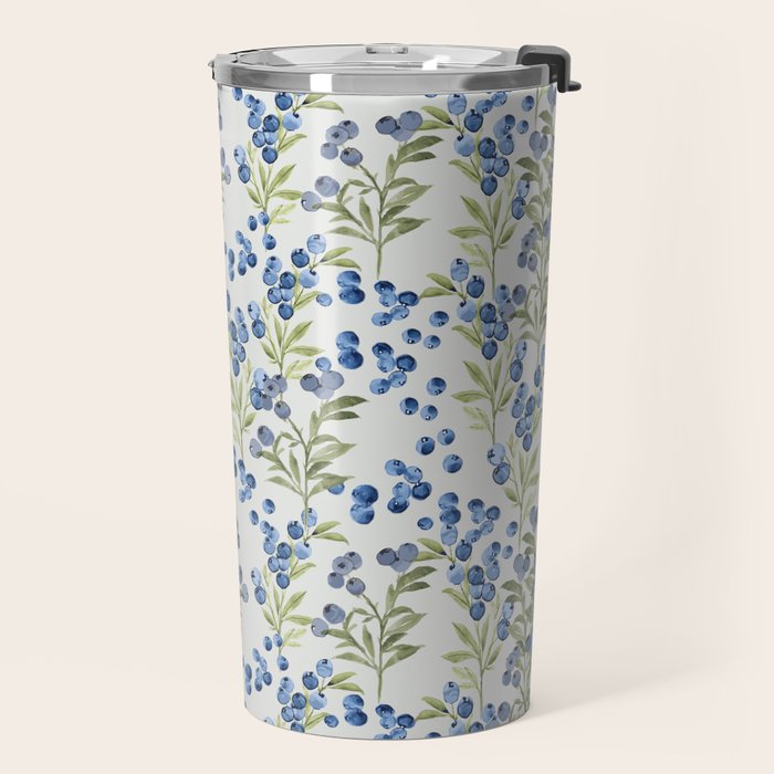 âWild Blueberryâ- Botanical Pattern (1) Travel Mug Gallery Image 2