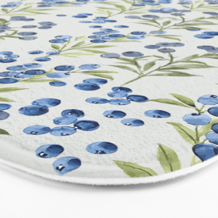 âWild Blueberryâ- Botanical Pattern (1) Bath Mat Gallery Image 3