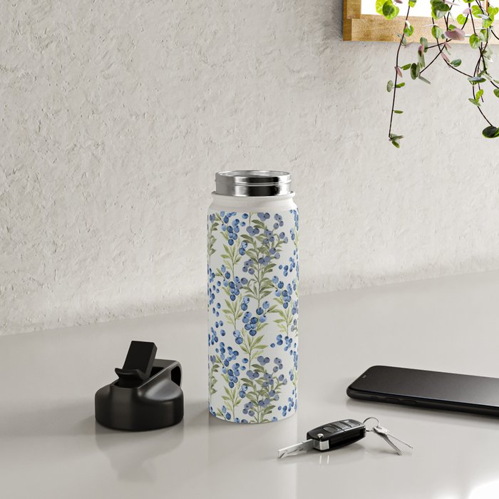 âWild Blueberryâ- Botanical Pattern (1) Water Bottle Gallery Image 4