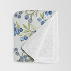 âWild Blueberryâ- Botanical Pattern (1) Throw Blanket Gallery Image 3