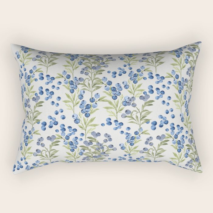 âWild Blueberryâ- Botanical Pattern (1) Rectangular Pillow Gallery Image 1