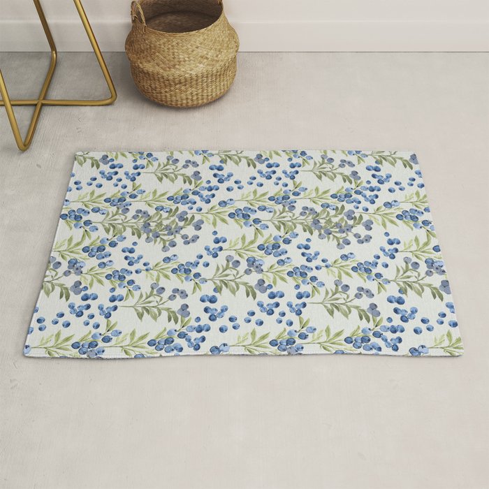 âWild Blueberryâ- Botanical Pattern (1) Rug Gallery Image 1