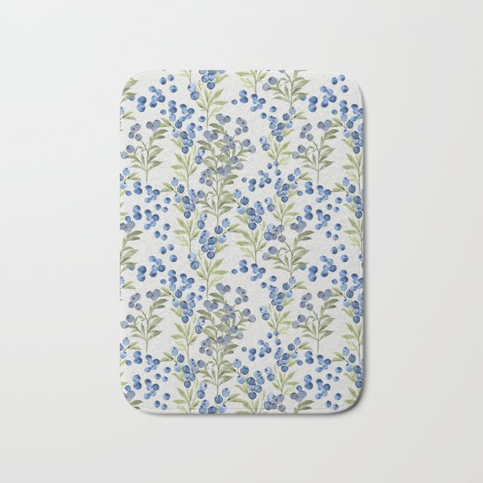 âWild Blueberryâ- Botanical Pattern (1) Bath Mat Gallery Image 1