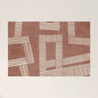 Terracotta Cream Digital Linocut Boho Artwork Welcome Mat Gallery Image 1
