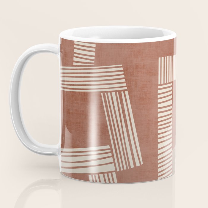 Terracotta Cream Digital Linocut Boho Artwork Coffee Mug Gallery Image 3