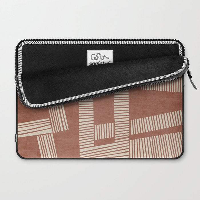Terracotta Cream Digital Linocut Boho Artwork Laptop Sleeve Gallery Image 2
