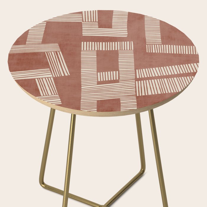 Terracotta Cream Digital Linocut Boho Artwork Side Table Gallery Image 2