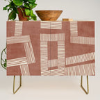 Terracotta Cream Digital Linocut Boho Artwork Credenza Gallery Image 1