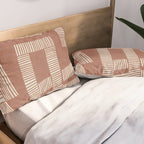 Terracotta Cream Digital Linocut Boho Artwork Pillow Sham Gallery Image 2