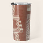 Terracotta Cream Digital Linocut Boho Artwork Travel Mug Gallery Image 3