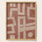 Terracotta Cream Digital Linocut Boho Artwork Serving Tray Gallery Image 1