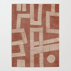 Terracotta Cream Digital Linocut Boho Artwork Poster Gallery Image 4