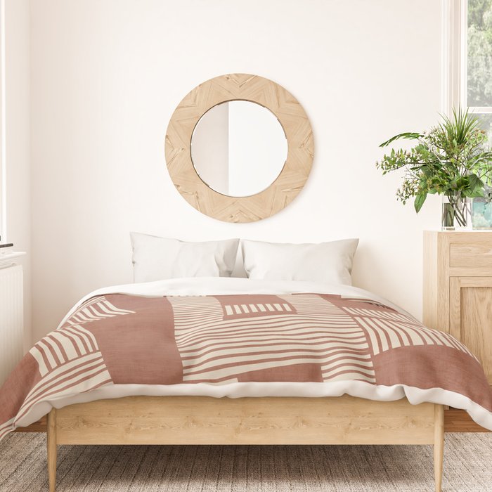 Terracotta Cream Digital Linocut Boho Artwork Duvet Cover Gallery Image 3