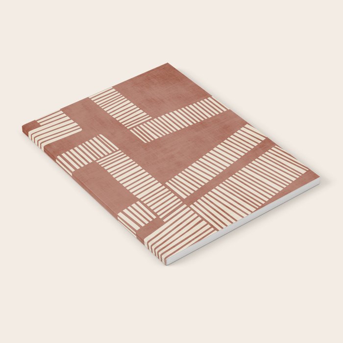 Terracotta Cream Digital Linocut Boho Artwork Notebook