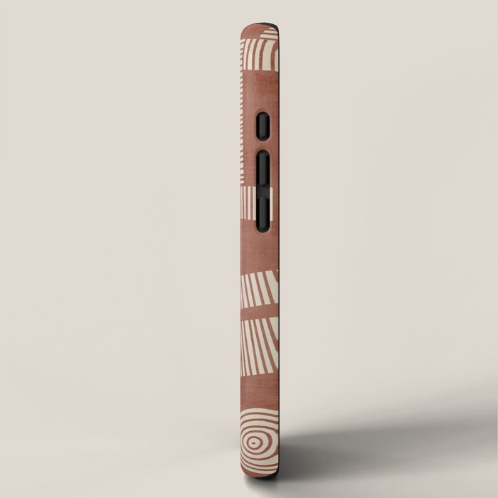Terracotta Cream Digital Linocut Boho Artwork iPhone Case Gallery Image 2