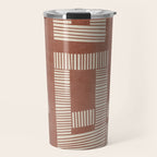 Terracotta Cream Digital Linocut Boho Artwork Travel Mug Gallery Image 1