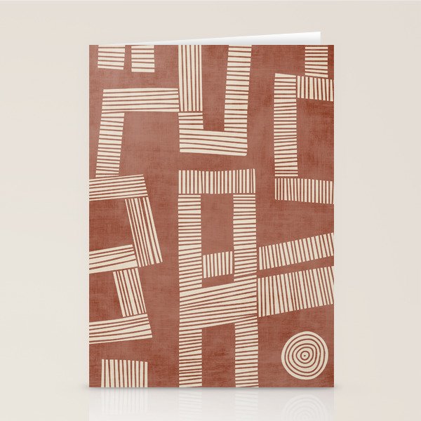 Terracotta Cream Digital Linocut Boho Artwork Stationery Card Gallery Image 2