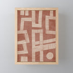 Terracotta Cream Digital Linocut Boho Artwork Mini Art Print Gallery Image 1