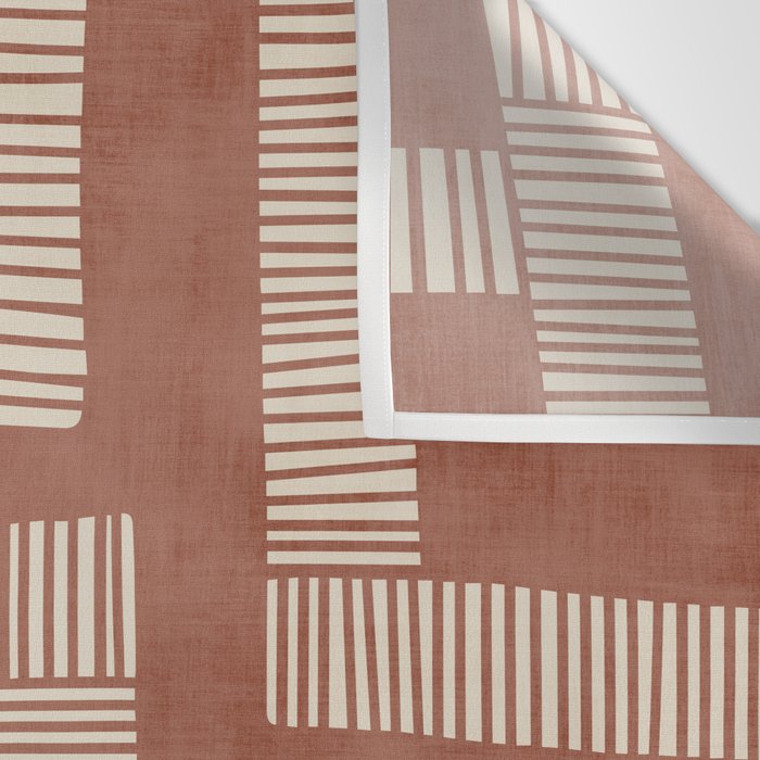 Terracotta Cream Digital Linocut Boho Artwork Wall Tapestry Gallery Image 3