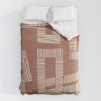 Terracotta Cream Digital Linocut Boho Artwork Comforter Gallery Image 6