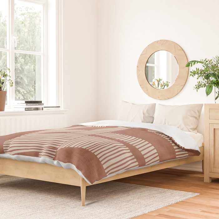 Terracotta Cream Digital Linocut Boho Artwork Duvet Cover Gallery Image 2