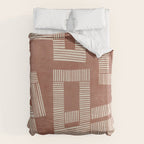 Terracotta Cream Digital Linocut Boho Artwork Duvet Cover Gallery Image 6