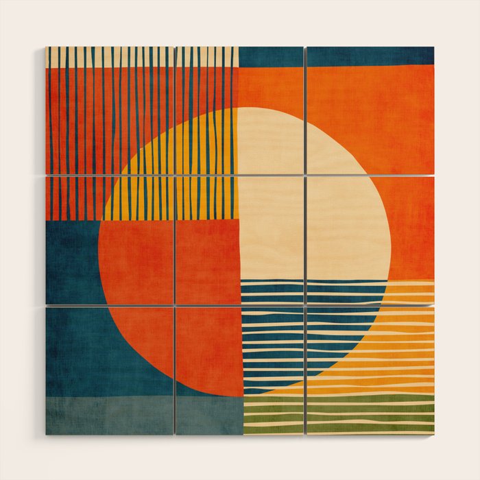 Colorful Bold Geometric Original Artwork Wood Wall Art Gallery Image 1