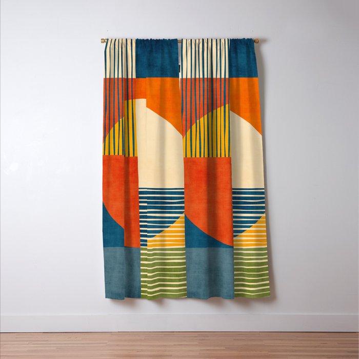 Colorful Bold Geometric Original Artwork Window Curtain Gallery Image 3