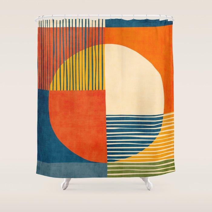 Colorful Bold Geometric Original Artwork Shower Curtain Gallery Image 1
