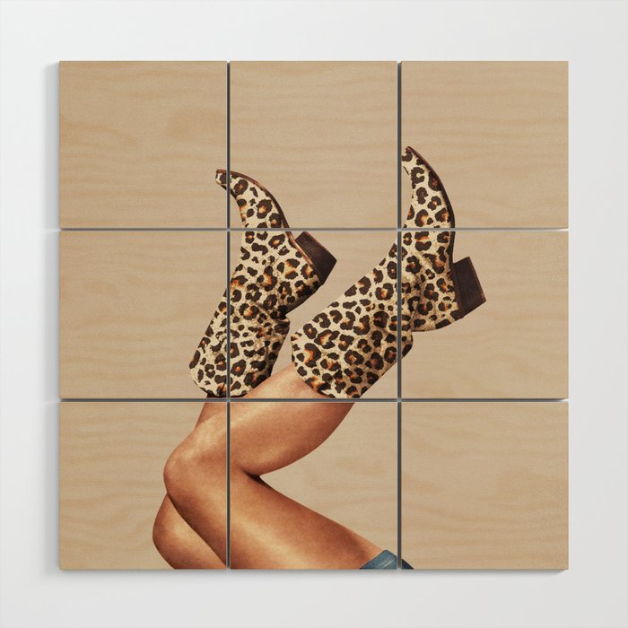 These Boots - Leopard Print V2 Beige Wood Wall Art Gallery Image 1